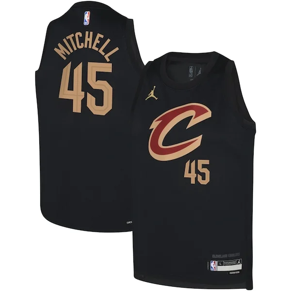 Accattivante Donovan Mitchell Cleveland Cavaliers Jordan Brand Youth Swingman Jersey Statement Black