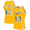 Pratico Accattivante Magic Johnson Los Angeles Lakers 1984/85 Hardwood Classics NBA 75th Anniversary Diamond Swingman Jersey Gold