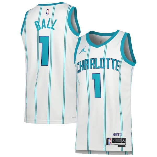 Sofisticato Raffinato LaMelo Ball Charlotte Hornets Jordan Brand Unisex Swingman Jersey Association Edition White/Teal
