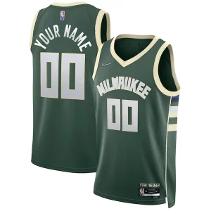 Sofisticato Milwaukee Bucks Nike 2021/22 Diamond Swingman Custom Jersey Icon Edition Hunter Green