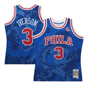 Pratico Eccezionale Fantastico Allen Iverson Philadelphia 76ers 1996/97 Hardwood Classics Asian Heritage 6.0 Swingman Throwback Player Jersey Royal
