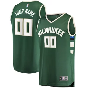 Comodo Accattivante Ottimo Milwaukee Bucks Youth Fast Break Custom Replica Jersey Hunter Green Icon Edition