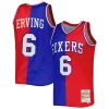 Splendido Fantastico Julius Erving Philadelphia 76ers Hardwood Classics 1982/83 Split Swingman Jersey Royal/Red