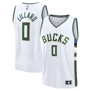 Gorgeous Damian Lillard Milwaukee Bucks Fast Break Replica Player Jersey Association Edition White