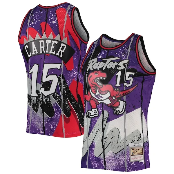 Meraviglioso Versatile Vince Carter Toronto Raptors Hardwood Classics 1998/99 Hyper Hoops Swingman Jersey Purple