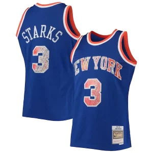 Meraviglioso John Starks New York Knicks 1991/92 Hardwood Classics NBA 75th Anniversary Diamond Swingman Jersey Blue