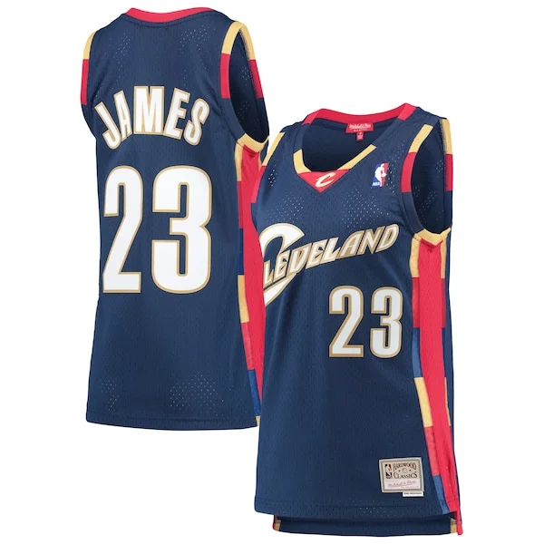 Sofisticato Comodo LeBron James Cleveland Cavaliers Women's Hardwood Classics Swingman Jersey Navy