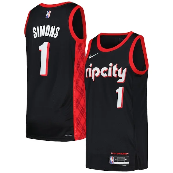 Classico Magnifico Anfernee Simons Portland Trail Blazers Nike Swingman Player Jersey City Edition Black/Red