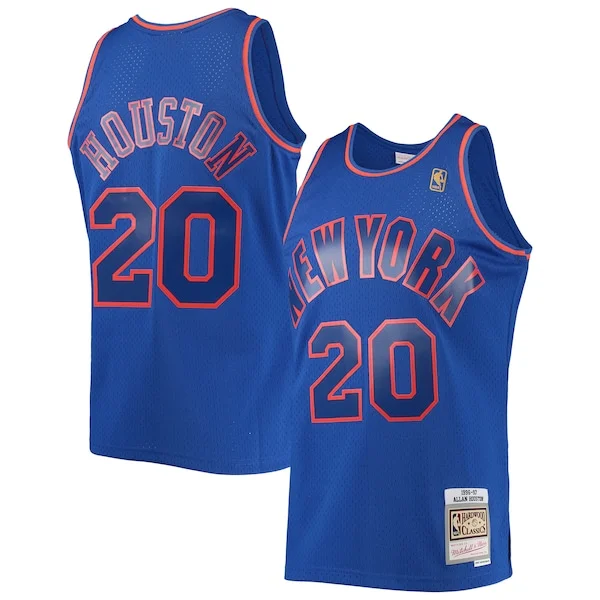 Ottimo Eccezionale Allan Houston New York Knicks 1996/97 Throwback Dark Swingman Jersey Blue