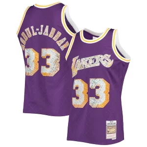 Trendy Elegante Kareem Abdul Jabbar Los Angeles Lakers 1996 97 Hardwood Classics NBA 75th Anniversary Diamond Swingman Jersey Purple