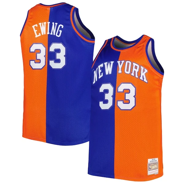 Prestigioso Attraente Patrick Ewing New York Knicks Big & Tall Hardwood Classics 1991/92 Split Swingman Jersey Blue/Orange
