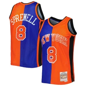 Lussuoso Fantastico Prestigioso Latrell Sprewell New York Knicks Hardwood Classics 1998/99 Split Swingman Jersey Blue/Orange