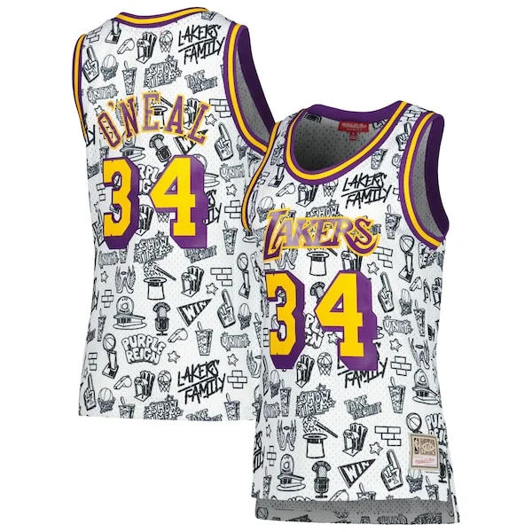 Classico Pratico Shaquille O'Neal Los Angeles Lakers Women's 1996 Doodle Swingman Jersey White