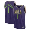 Resistente Zion Williamson New Orleans Pelicans Youth 2024/25 Fast Break Player Jersey City Edition Purple