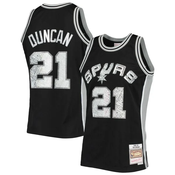 Trendy Cool Tim Duncan San Antonio Spurs 1998/99 Hardwood Classics NBA 75th Anniversary Diamond Swingman Jersey Black
