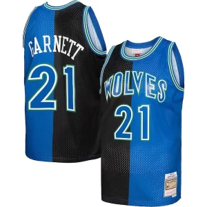 Prestigioso Accattivante Raffinato Kevin Garnett Minnesota Timberwolves Hardwood Classics 1995/96 Split Swingman Jersey Black/Blue