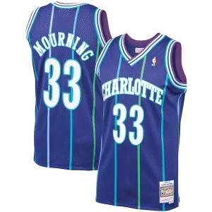Fascinante Alonzo Mourning Charlotte Hornets 1994/95 Hardwood Classics Swingman Jersey Purple