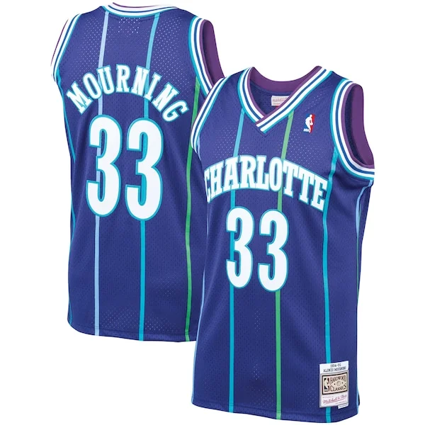 Fascinante Alonzo Mourning Charlotte Hornets 1994/95 Hardwood Classics Swingman Jersey Purple