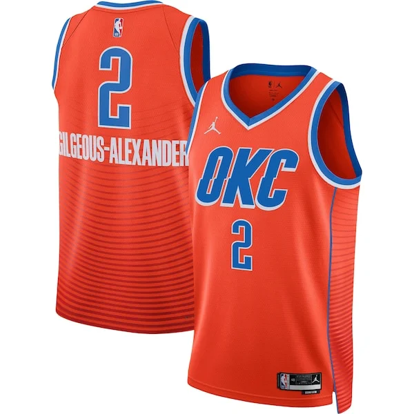 Cool Gorgeous Shai Gilgeous Alexander Oklahoma City Thunder Jordan Brand Unisex Swingman Jersey Statement Edition Orange