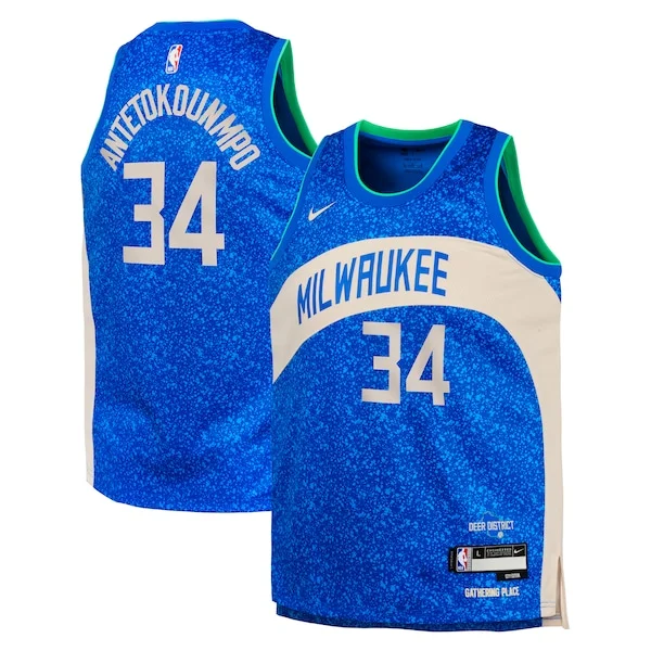 Moderno Giannis Antetokounmpo Milwaukee Bucks Nike Youth Swingman Replica Jersey City Edition Royal