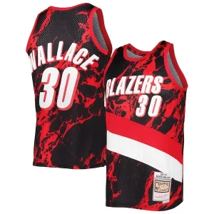 Fantastico Rasheed Wallace Portland Trail Blazers 1999/00 Hardwood Classics Marble Swingman Jersey Black