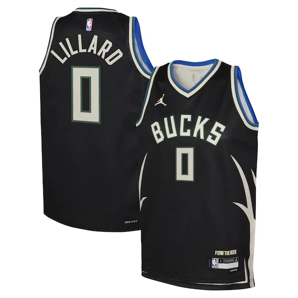 Incantevole Fantastico Versatile Damian Lillard Milwaukee Bucks Jordan Brand Youth Swingman Jersey Statement Edition Black