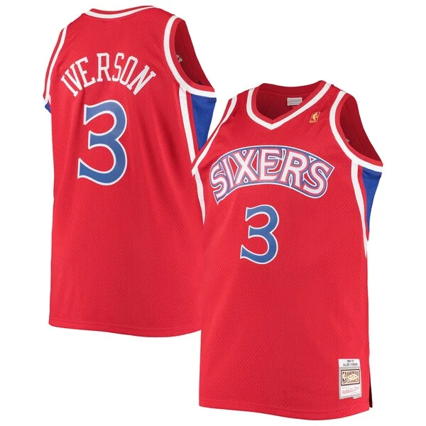 Robusto Sofisticato Moderno Allen Iverson Philadelphia 76ers 1996/97 Big & Tall Hardwood Classics Swingman Jersey Red/Black/Royal/White