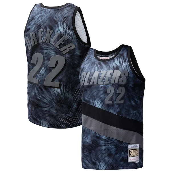 Trendy Sofisticato Delizioso Clyde Drexler Portland Trail Blazers Hardwood Classics 1991/92 Tie Dye Swingman Jersey Black