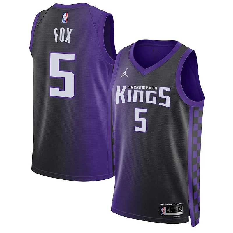 Raffinato Moderno Prestigioso De'Aaron Fox Sacramento Kings Jordan Brand Unisex Swingman Jersey Statement Edition Purple