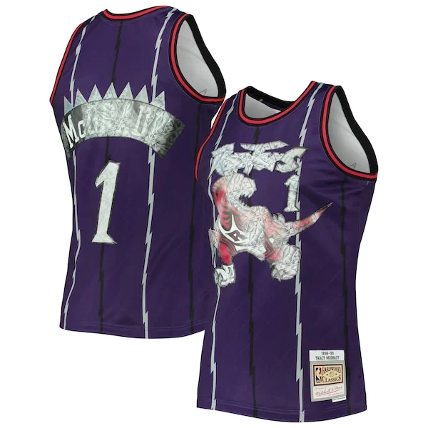 Cool Comodo Tracy McGrady Toronto Raptors 1998/99 Hardwood Classics NBA 75th Anniversary Diamond Swingman Jersey Purple