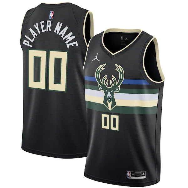 Incantevole Moderno Milwaukee Bucks Jordan Brand Swingman Custom Jersey Statement Edition Black