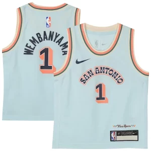 Raffinato Trendy Moderno Victor Wembanyama San Antonio Spurs Nike Preschool 2024/25 Swingman Player Jersey City Edition Light Blue
