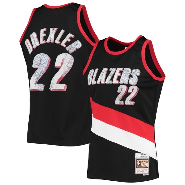 Raffinato Clyde Drexler Portland Trail Blazers 1991/92 Hardwood Classics NBA 75th Anniversary Diamond Swingman Jersey Black