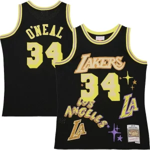 Versatile Magnifico Accattivante Shaquille O'Neal Los Angeles Lakers 1996/97 Swingman Sidewalk Sketch Jersey Black