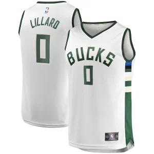 Raffinato Robusto Damian Lillard Milwaukee Bucks Youth Fast Break Player Jersey Association Edition White