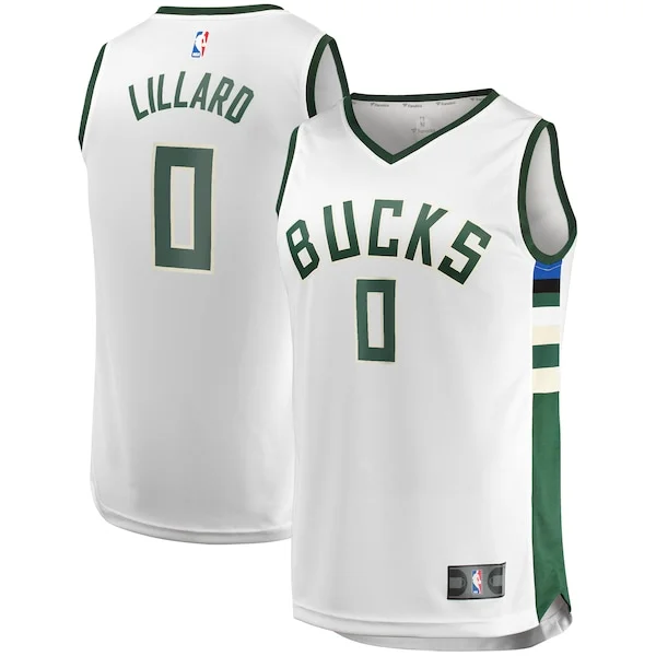 Raffinato Robusto Damian Lillard Milwaukee Bucks Youth Fast Break Player Jersey Association Edition White