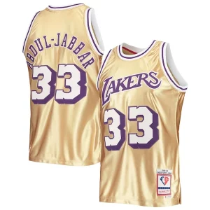Fantastico Kareem Abdul Jabbar Los Angeles Lakers 75th Anniversary 1983/84 Hardwood Classics Swingman Jersey Gold