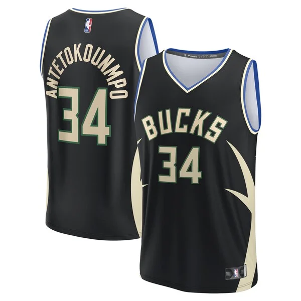 Duraturo Incantevole Giannis Antetokounmpo Milwaukee Bucks Fast Break Replica Player Jersey Statement Edition Black