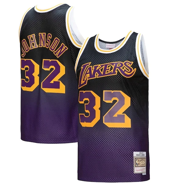 Ottimo Delizioso Magic Johnson Los Angeles Lakers 1984/85 Hardwood Classics Fadeaway Swingman Player Jersey Purple/Black/Gold