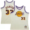 Accattivante Magic Johnson Los Angeles Lakers Chainstitch Swingman Jersey Cream
