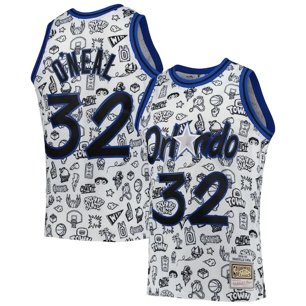 Bellissimo Lussuoso Shaquille O'Neal Orlando Magic 1994/95 Hardwood Classics Doodle Swingman Player Jersey White