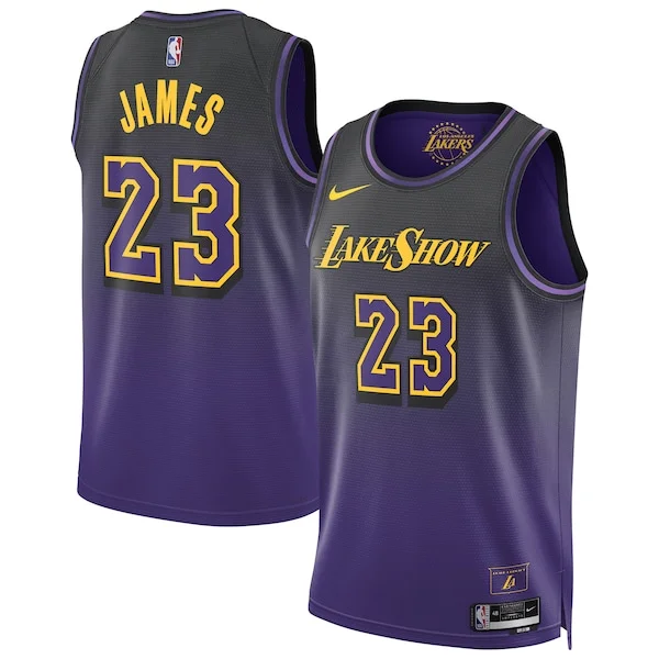 Sofisticato LeBron James Los Angeles Lakers Nike Unisex 2024/25 Swingman Player Jersey City Edition Purple