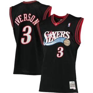 Stupendo Meraviglioso Allen Iverson Philadelphia 76ers 2000/01 Big & Tall Hardwood Classics Swingman Jersey Black/Red/Royal/White
