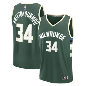 Fascinante Moderno Giannis Antetokounmpo Milwaukee Bucks Youth Fast Break Replica Player Jersey Icon Edition Hunter Green