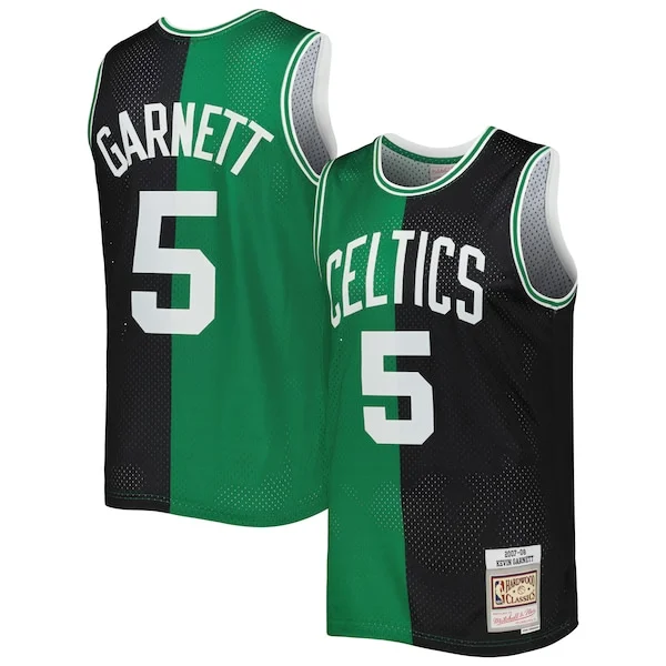 Stupendo Prestigioso Kevin Garnett Boston Celtics Hardwood Classics 2007/08 Split Swingman Jersey Black/Kelly Green