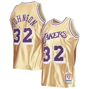 Magnifico Attraente Magic Johnson Los Angeles Lakers 75th Anniversary 1984/85 Hardwood Classics Swingman Jersey Gold