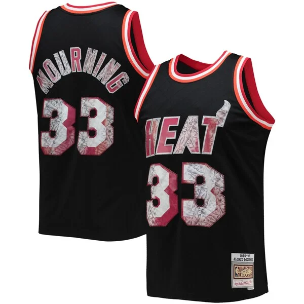 Elegante Attraente Alonzo Mourning Miami Heat 1996/97 Hardwood Classics NBA 75th Anniversary Diamond Swingman Jersey Black