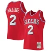Bellissimo Attraente Moses Malone Philadelphia 76ers 1982/83 Hardwood Classics NBA 75th Anniversary Diamond Swingman Jersey Red