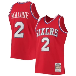 Bellissimo Attraente Moses Malone Philadelphia 76ers 1982/83 Hardwood Classics NBA 75th Anniversary Diamond Swingman Jersey Red
