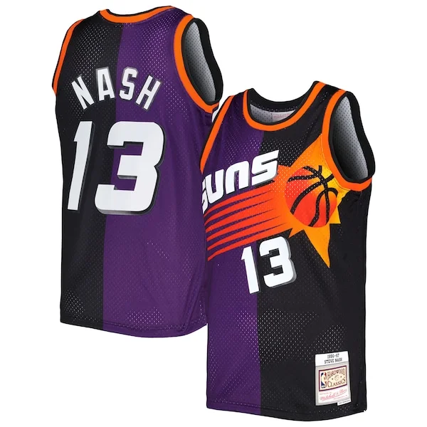 Pratico Gorgeous Steve Nash Phoenix Suns Hardwood Classics 1996/97 Split Swingman Jersey Purple/Black